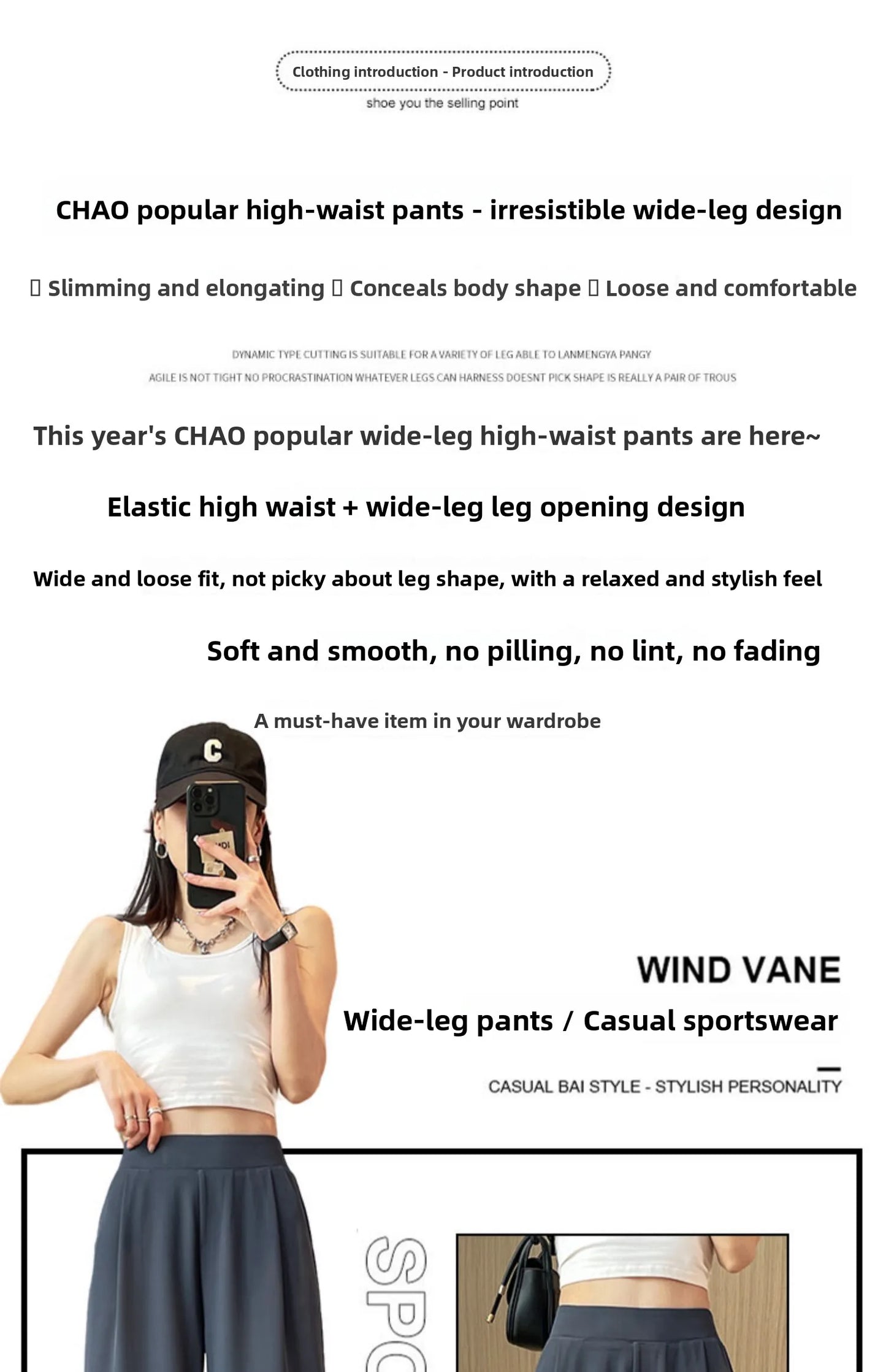 High Waist Wide Leg Pants Women's Loose Casual Straight Nine Points Super plus Size Slimming Trousers Korean Sle Spring Aut...
