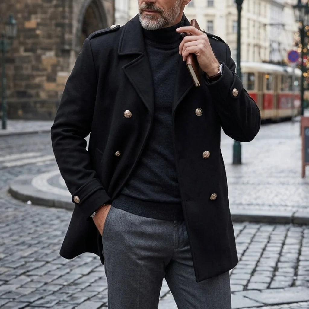 New Winter Men's Double-Breasted Trench Coat | Streetwear Business-Casual Style Warm Windproof Outdoor Jacket Personality Design