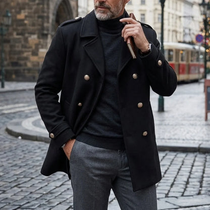 New Winter Men's Double-Breasted Trench Coat | Streetwear Business-Casual Style Warm Windproof Outdoor Jacket Personality Design