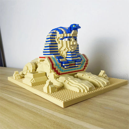 Sphinx Model Building Micro Mini Bricks Blocks Set - DIY Egypt Statue Puzzle with Interlocking Bricks for Creative Display