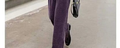 Fashionable Corduroy Set Women's Autumn Winter New Style Elegant Lady Fragrance Wind Coat Wide Leg Pants Two Piece Suit