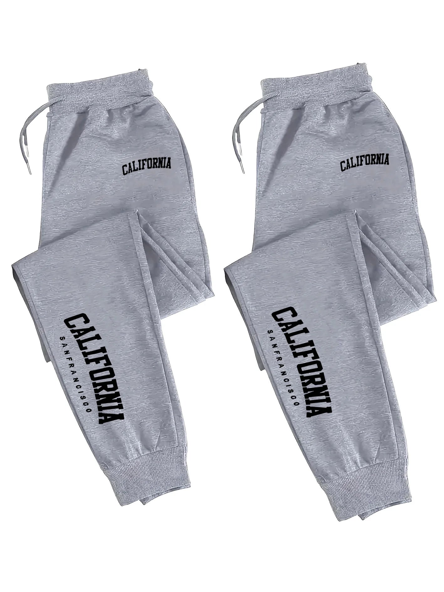 2 Pack Men's Print Polyester Joggers, Drawstring Waist, Wrinkle-Resistant, Breathable, Slim-Fit, Cuffed Hem, Ideal for S