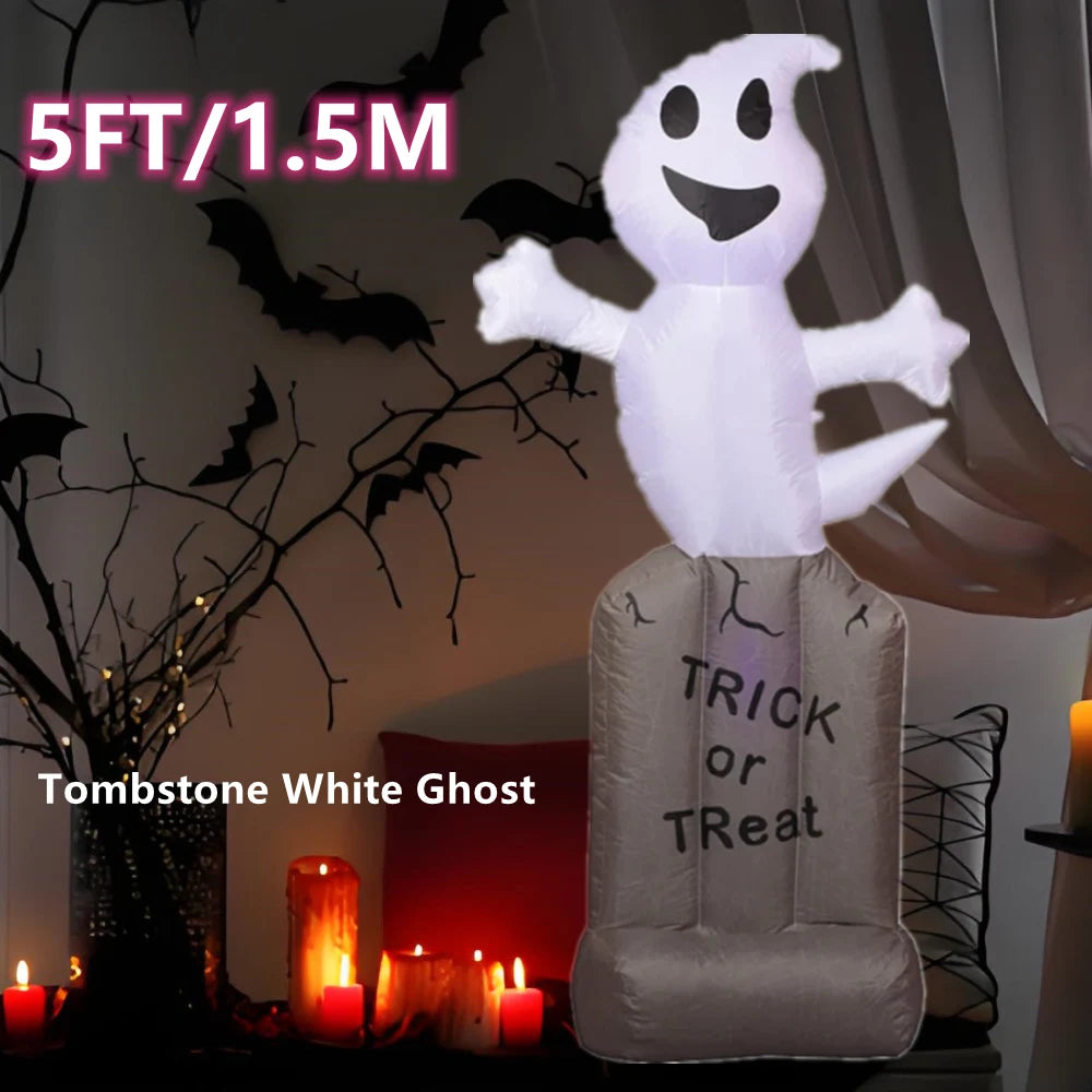5/8FT Inflatable Halloween Decor Tombstone Ghost Pumpkin Skull Decoration Outdoor Horror House Yard Garden Props Halloween Party