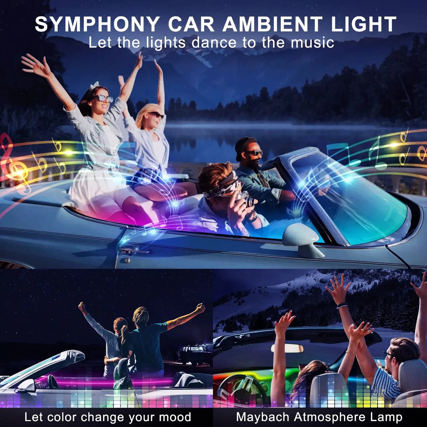 FOR YOUR CAR 6/18 in 1 Acrylic Car Ambient Light RGB 213 Color Symphony Acrylic APP Streamer Atmosphere Lamp Kit Sunroof light