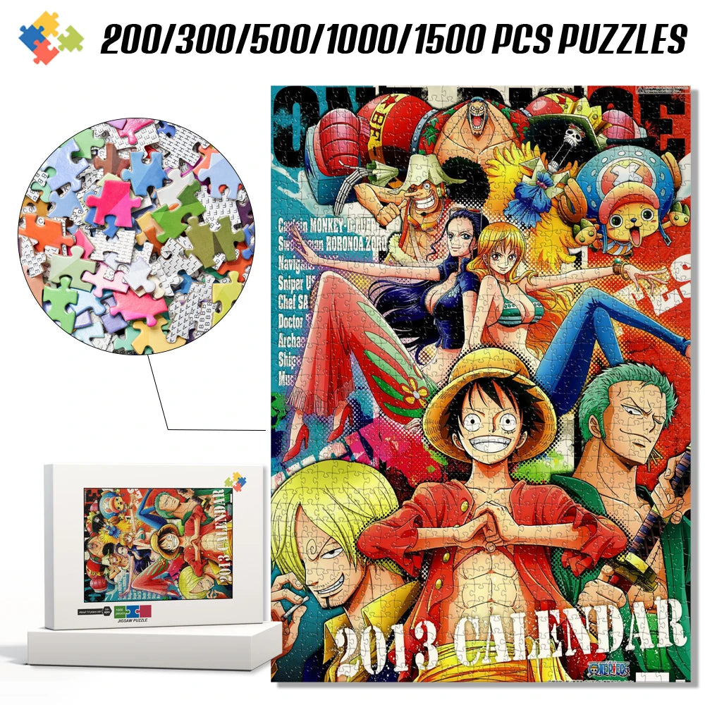 One Piece Jigsaw Puzzle Cartoon Figure Puzzles for Adults Kids Educational Intellectual Decompression Fun Family Game Toy Gift