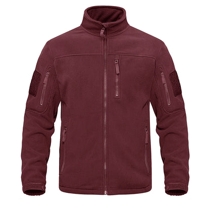TACVASEN Full Zip Up Green Fleece Jacket Thermal Warm Work Coats Mens Zipper Pockets Jacket Hiking Training Outwear Windbreaker
