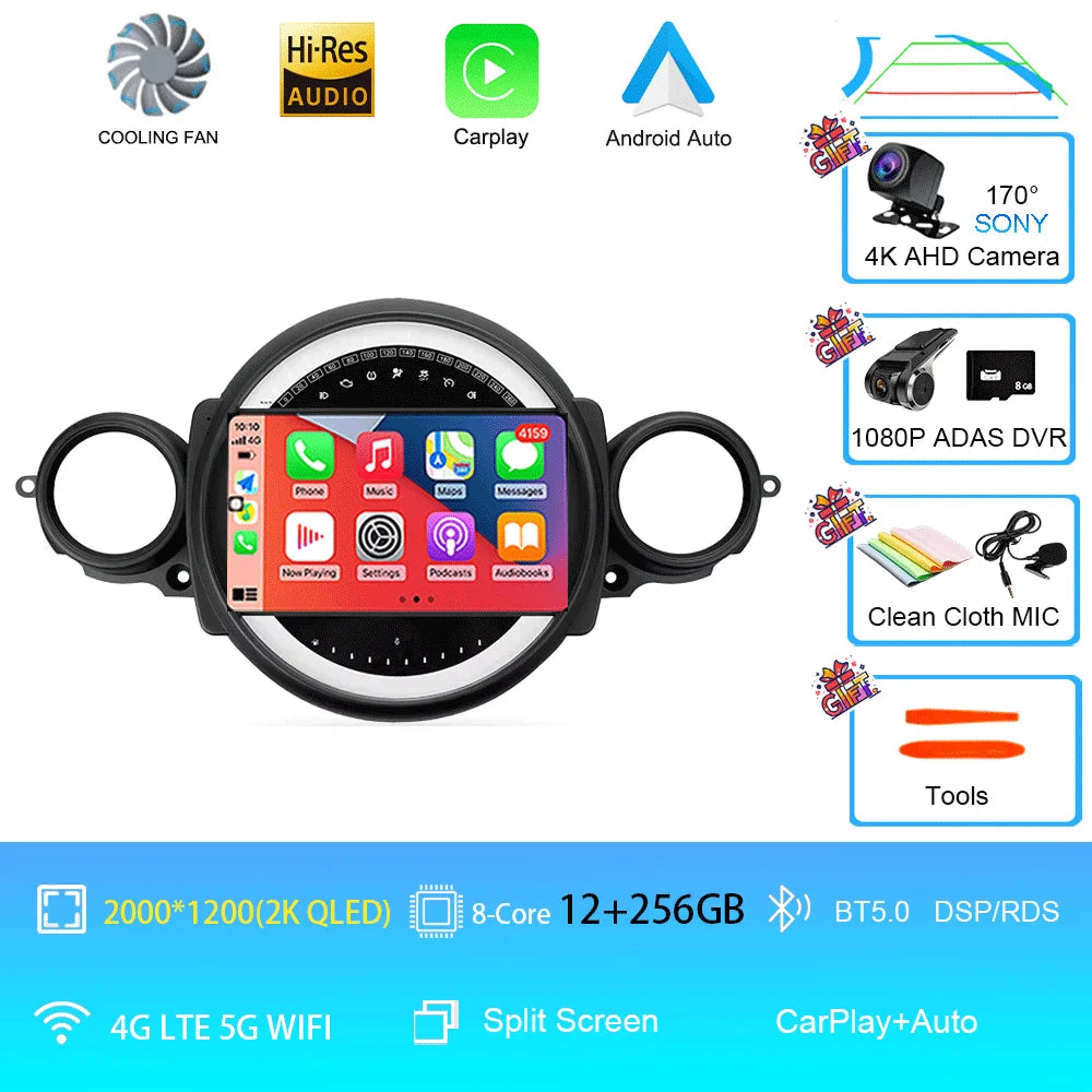 Car Radio Android 16 For BMW Mini Cooper R56 R60 R51 2006 - 2015 GPS Carplay Navigation Stereo Auto DSP BT DVD Multimedia Player