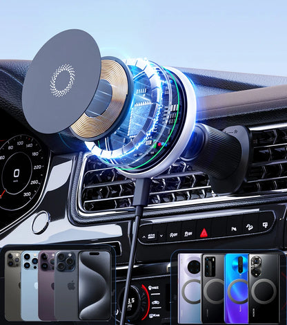 For KIA EV5 2024 2025 Car Phone Holder Screen Fixed Base Magnetic Car Mobile Phone Wireless Charging Stand Rotatable MagSafe