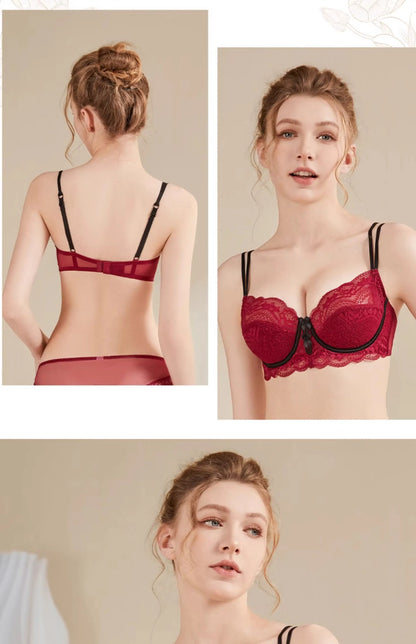 Plus Size Minimizer Bra Set DE Cup Large Bust Thin Cup Soft Underwire Anti Sagging No Show Breathable Daily Lingerie Underwear