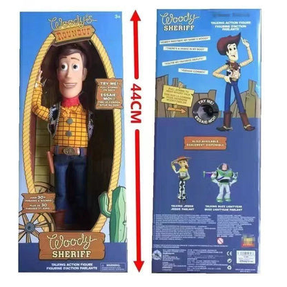 In Stock Hot 40cm Toy Story 4 Talking Woody Action Figures Movie Sound Character Doll Collection Cloth Cowboy Birthday Gifts