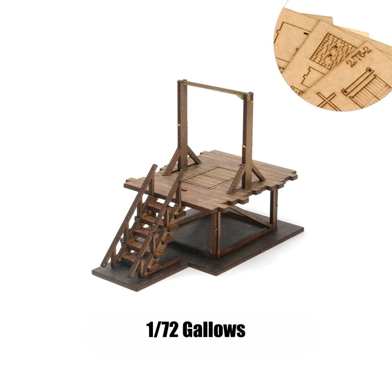 1/72 Scale Western Town Wooden Model Kit DIY Assembly for Display and Scene Building