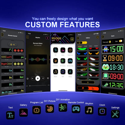1/2PCS Devil Eyes Light USB-Powered LED Matrix Panel DIY Programmable Flexible LED Screen with App Control for Cars Windshield