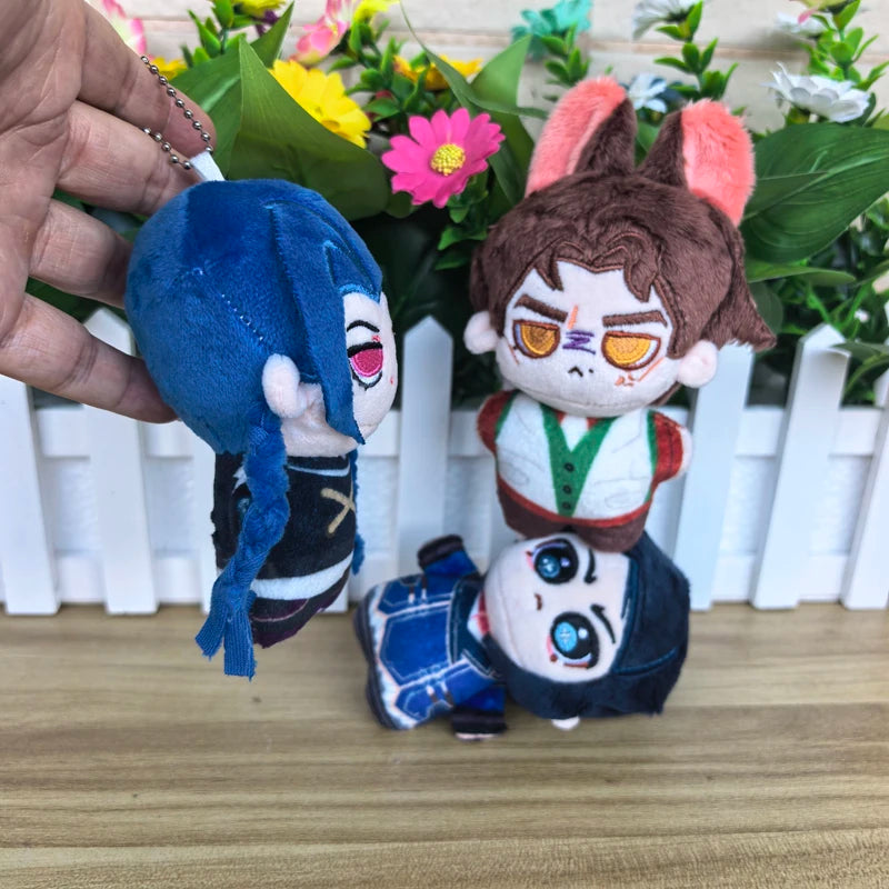 In Stock 10cm Cute Cosplay Anime Game Powder Jinx / Machine Herald Viktor / Caitlyn Kiramman Plush Toys Keychain Plushie Doll