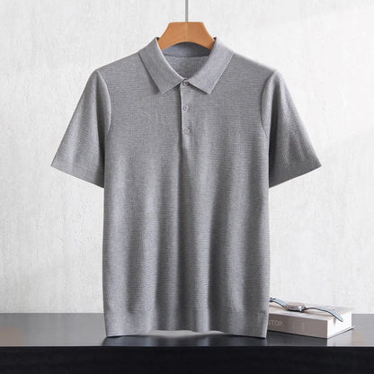 Summer new business casual short-sleeved men's POLO collar 100% Lyocell T-shirt knitted plus size youth sweater