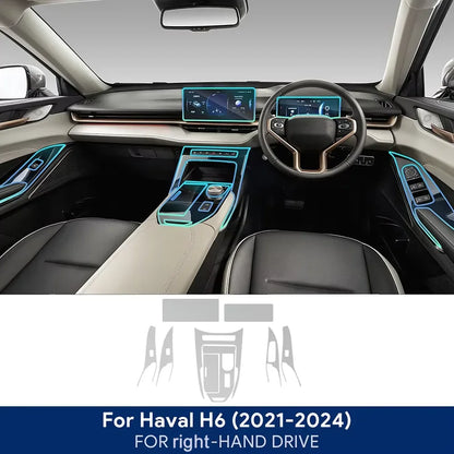 For Haval H6 3rd Gen 2021-2024 Car Center Console Navigation Dashboard Gear Door Window Panel Interior Film Tpu Transparent LHD