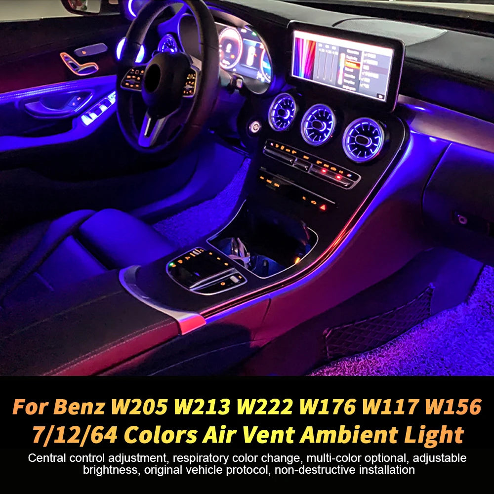 For Mercedes Benz W205 C-Class GLC X253 W213 E-Class W222 S-Class W117/W156/W176 CLA GLA Turbine Nozzle Air Vents Ambient Light