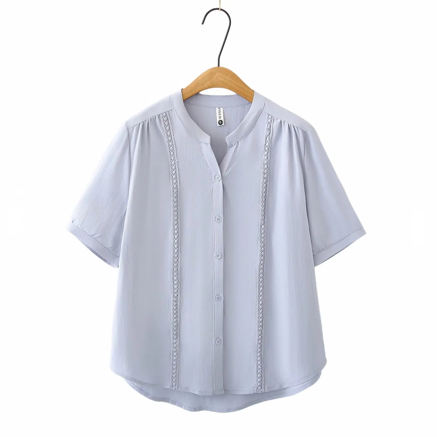 Slimming Short Sleeve Shirt for plus Size Women Stylish French Style Loose Fit Summer Top Single Button Closure Regular Length