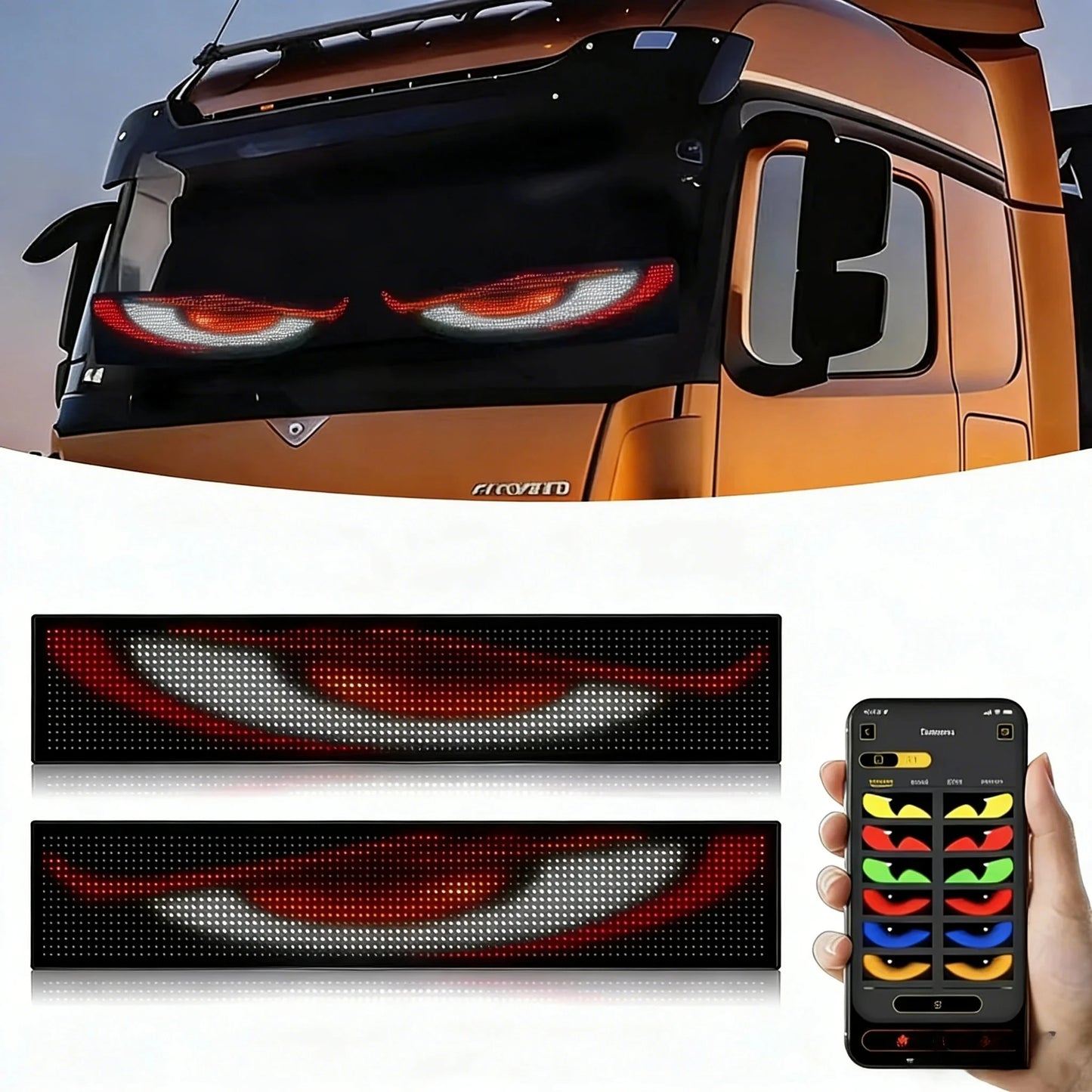 LED Devil Eyes Programmable LED Display Flexible for Car Board Windshield App Remote Control Custom Text Pattern Decor LED Light