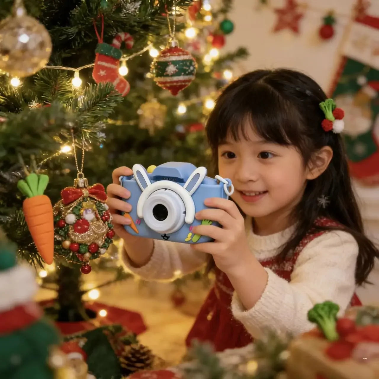 2026 New Rabbit Cartoon Kids Camera HD Dual Lens Selfie Digital Camera Toy for Boys Girls Christmas Birthday Festival Gift