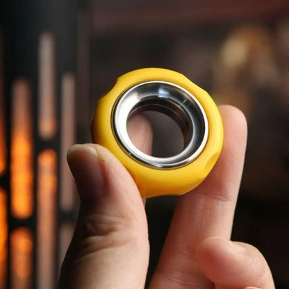 Ring Cheese EDC Fidget Toy, Ratchet Push Slider Ring, POM Stainless Steel Hand Spinner, Adult Stress Relief Fidget Ring