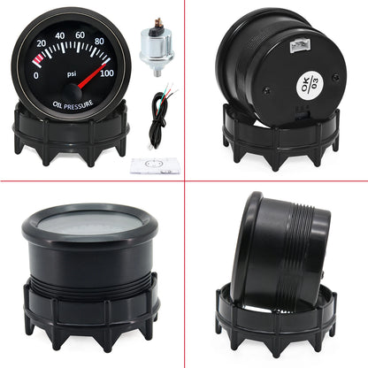 2'' 52mm Racing Car Indicator Water Temp Gauge Oil Temp Meter Voltmeter Oil Press Vacuum Boost Air Fuel Ratio EGT Instrument