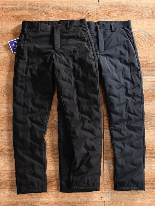 Thickened Duck down Men's Casual Straight Leg down Pants Winter Business Leisure Youth Popular Long Pants Polyester Fiber