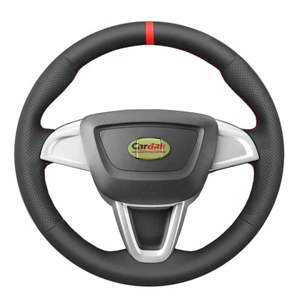 Full Black Leather Car Steering Wheel Cover for Seat Ibiza 6J Mii 2012-2020