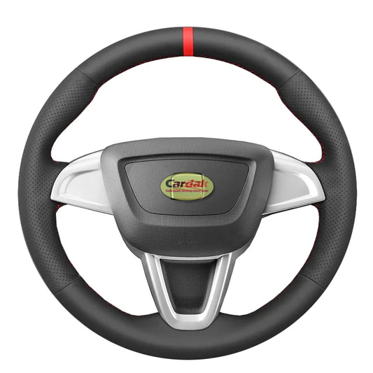 Full Black Leather Car Steering Wheel Cover for Seat Ibiza 6J Mii 2012-2020