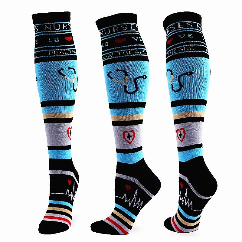 1Pair New Compression Stockings 20-30Mmhg Knee High Sports socks Fit Medical Varicose Veins Pregnant  Edema Diabetes Circulation