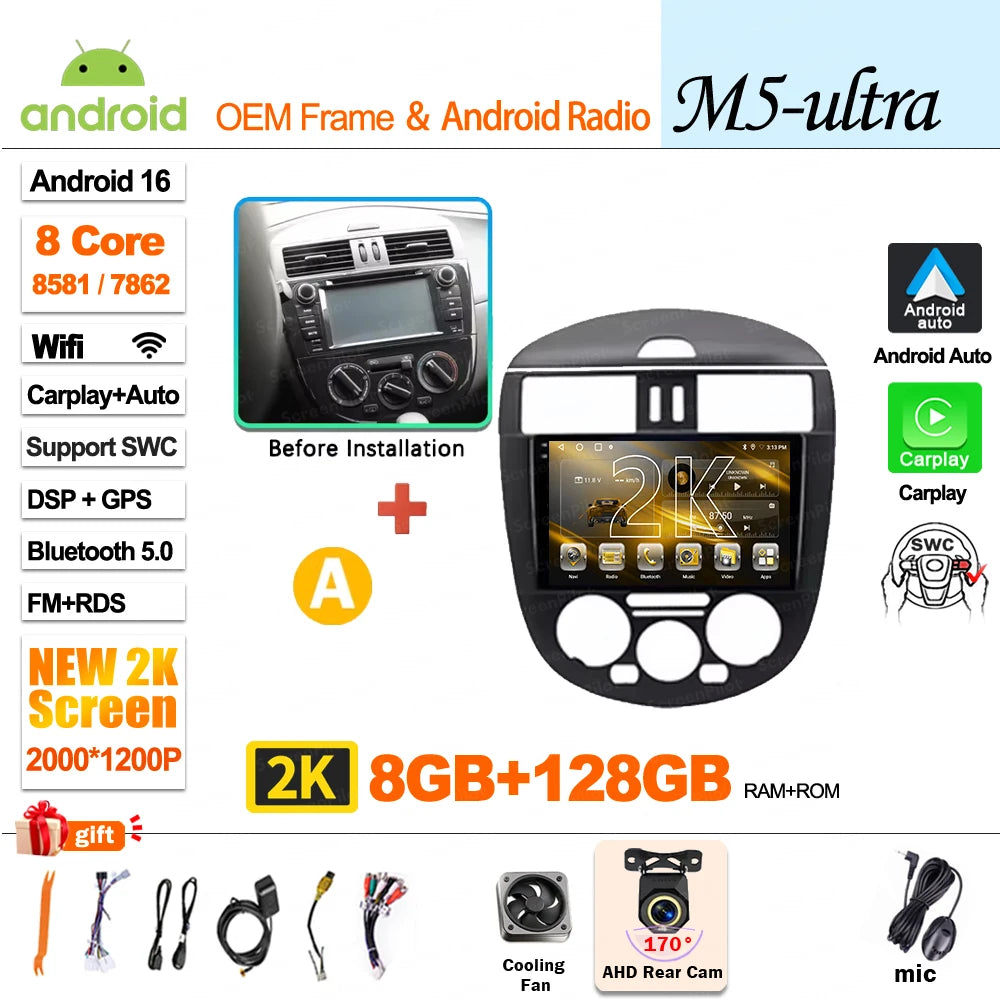 9 inch for Nissan Pulsar 6 NB17 2014 - 2018 Android 16 Wireless CarPlay Car Radio Video Multimedia Player GPS Navi DSP Stereo 4G