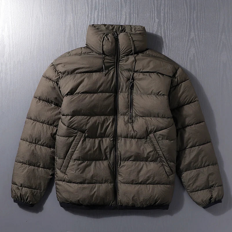 ECO Cloud Fill Lightweight Thick Men's Cotton Jacket Stand Collar down Alternative Coat Youth Casual Standard Fit Short Style