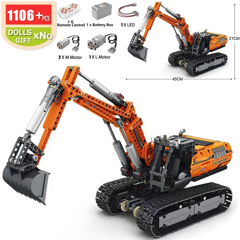 MOC-83447 Remote Control Mechanical D11 Bulldozer City Construction Vehicle Building Blocks Model Large Crane Truck Toys For Kid