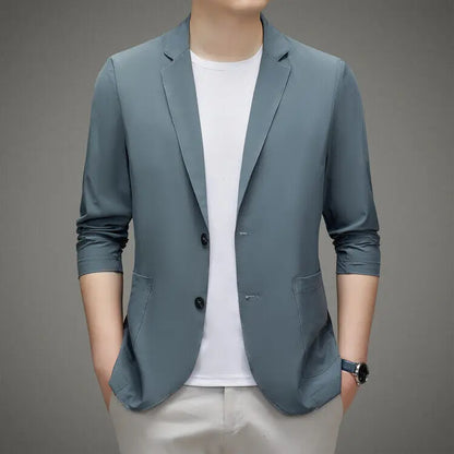 Men's Summer Thin Ice Silk Blazer Sunscreen Casual Jacket Lightweight Breathable Spring Summer Outerwear Single Suit Coat Top