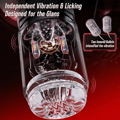 Automatic 360 ° Rotating Thrusting Male Masturbator Licking Penis Vibrator LCD Display Stroker Pocket Pussy Sex Toys for Men