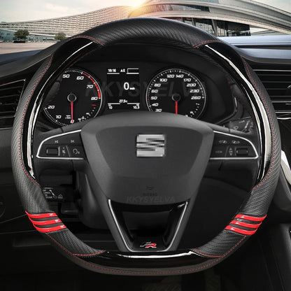 Carbon Fibre Car Steering Wheel Cover For Seat Leon 5F Mk3 2013-2022 Ibiza 6J 2022 Tarraco Arona Ateca Alhambra Auto Accessories
