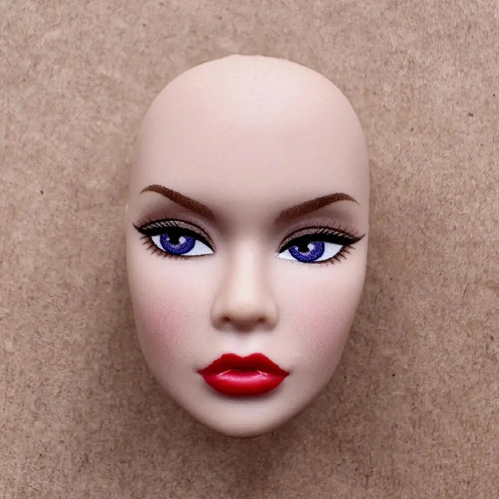1/6 Scale Multi-jointed Fashion Doll Heads with Bangs Pony Tail Super White Beige Dark Brown Skin Tone PP Doll Figures for Colle