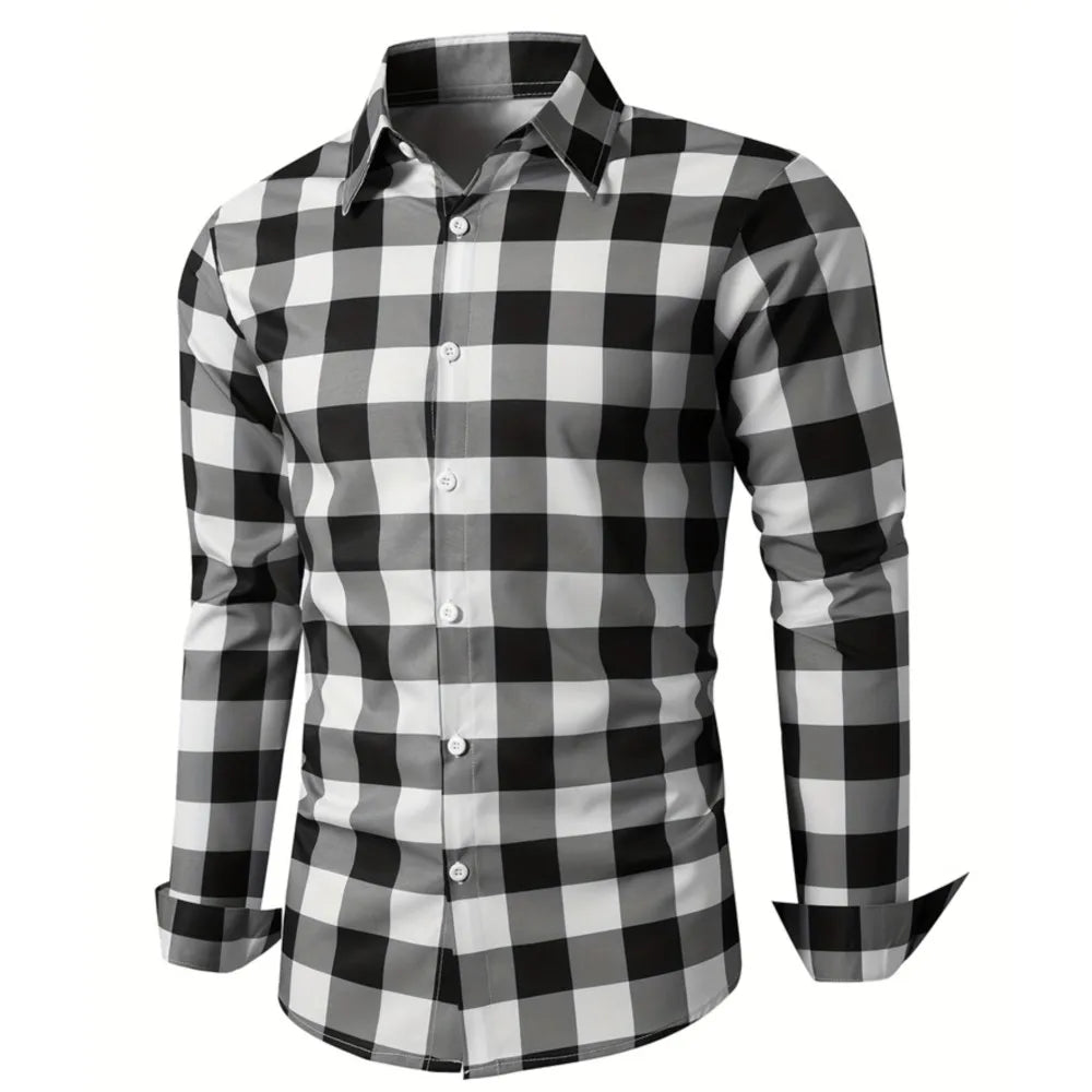 New Casual Striped Design Shirt Summer Men's Long Sleeve Shirt Lapel Men's Fashion Casual Button Down Shirt Long Sleeve Career