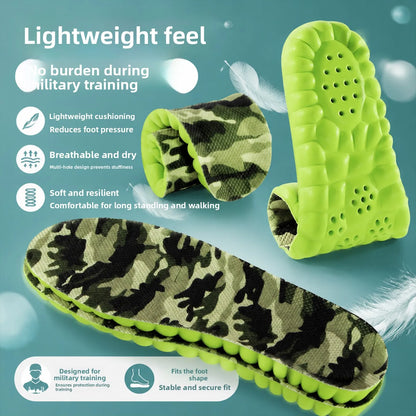 Anti-Fatigue Sports Shoe Inserts Men's Thickened Military Training Women's Comfortable Shock Absorption Odor Control Insoles