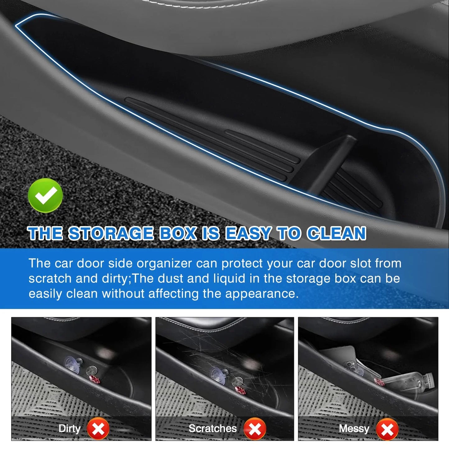 New Door Side Storage Box Front Rear Door Handle Armrest Tray Organizer for 2026 2025 Tesla Model Y Juniper Model 3 Model YL Y L