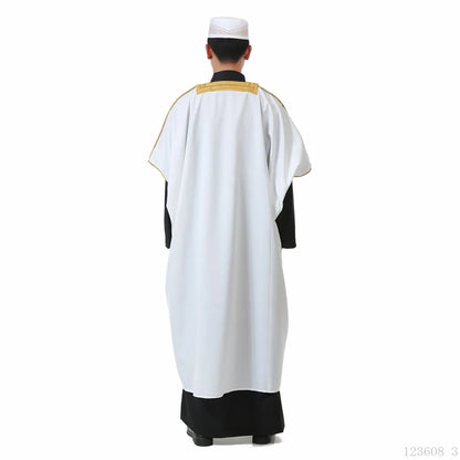 Muslim for Men Kaftan Robe Ramadan Arab Prayer Dress Open Front Embroidered Cardigan Islam Dubai Kimono