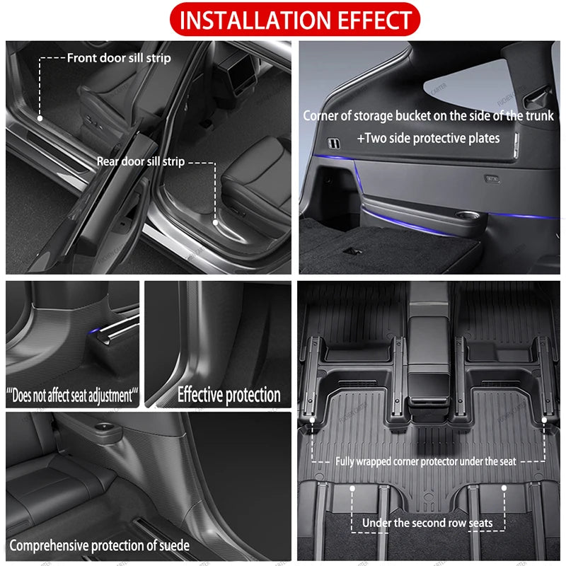 For Tesla Model YL 2026 TPE Front Rear Door Sill Protector Threshold Strip Waterproof Anti-kick Guard Panel Interior Accessories