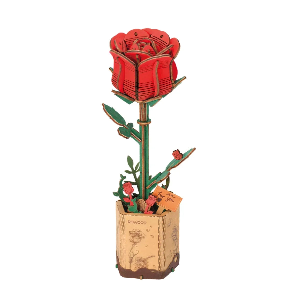 ROKR 3D Wooden Puzzle Flowers Bouquet Wooden Bloom Craft Model Kits Eternal Flowers Romantic Gift for Birthday Mother's Day