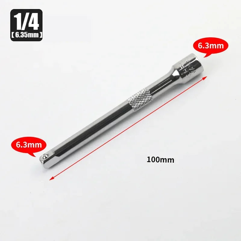 Socket Ratchet Wrench Extension Bar 1/4" 3/8" 1/2" 50/75/100/125/150/250mm Long Bar Steering Sleeve Connecting Rod Accessories