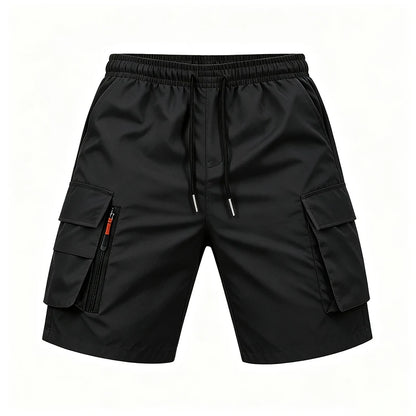 2026 New Men Multi Pocket Cargo Shorts Loose Fit Street Daily Travel Outdoor Summer Drawstring Waist Casual Walking Short Pants