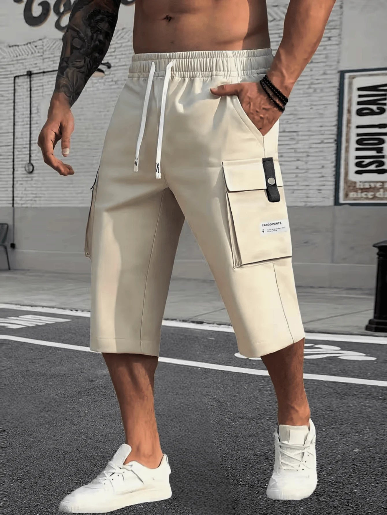 Men's Cargo Shorts Summer Oversized Pants Elastic Waist Large Size Outdoor Jogging Sweatpants Trend Multi Pockets Men Clothes
