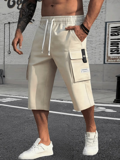 Men's Cargo Shorts Summer Oversized Pants Elastic Waist Large Size Outdoor Jogging Sweatpants Trend Multi Pockets Men Clothes