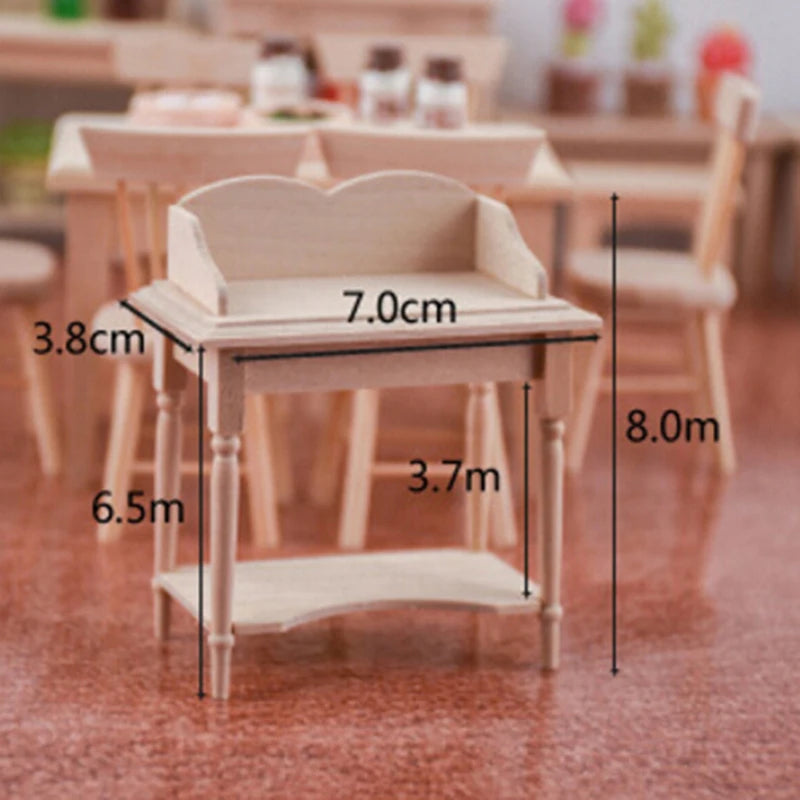 1/12 Doll House Furniture Miniature Wooden Console Table Cabinet Kitchen Room Sideboard Bathroom Living Room Shelf For Dollhouse