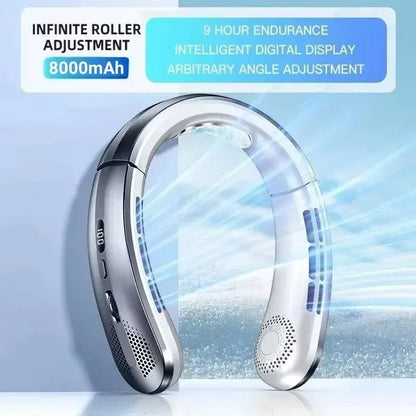 Lenovo Hanging Neck Fan LED Digital Display 8000mAh Portable Bladeless USB Rechargeable Mute Electric Air Cooler