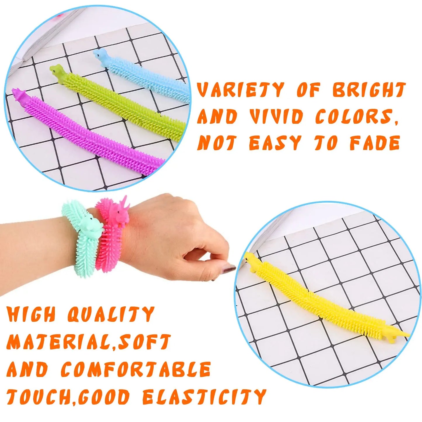 20/40/60 Pack Stretchy String Fidget Toys,Dinosaur Sensory Noodle Strings,Textured Stretchy String for Kids Adults Stress Relief