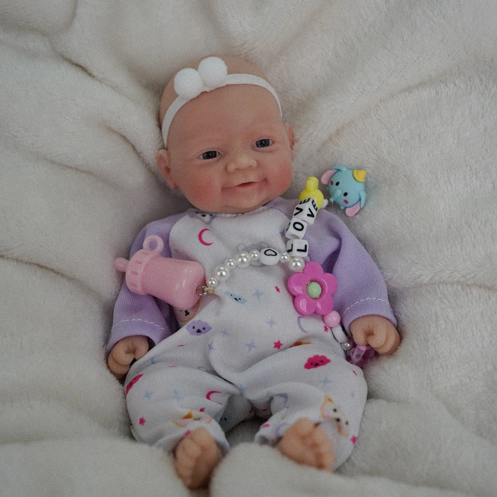 7" Micro Preemie Full Silicone Sweet Baby Doll   Lifelike Mini Reborn Doll Surprice Children Anti-Stress